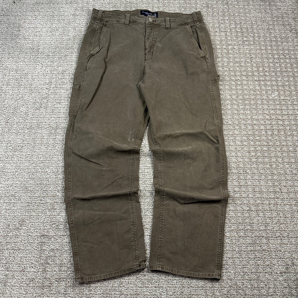 Abercrombie & Fitch Mens Brown Stretch Carpenter Pants 33x32 130P0285 Utility